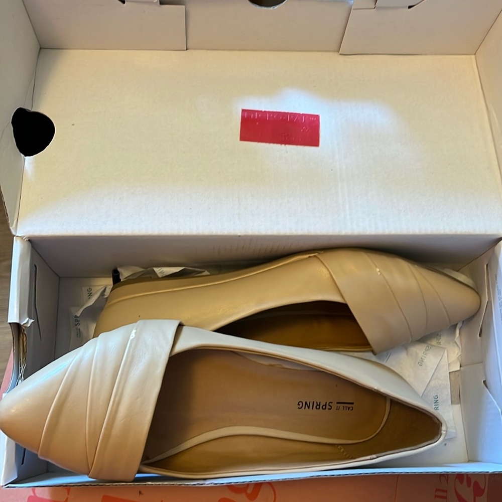 Nude flats vegan leather